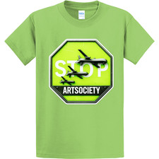 NEW Art Society BANKSY GREEN STOP SIGN LIME Tee Shirt SM-4XLARGE MADE IN USA