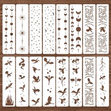 WJIAAA 16pcs Border Stencils for 11.8x2.95 inches, Creamy white