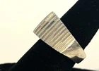 Vintage Mexico Ring 925 Ribbed Signet Chunky Modernist Approx. Size 6.25 8 g