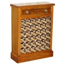 SCHÖNES RECYCELTES NUSSBAUM 36 FLASCHEN WEIN SEKT REGAL SIDEBOARD MIT SCHUBLADE