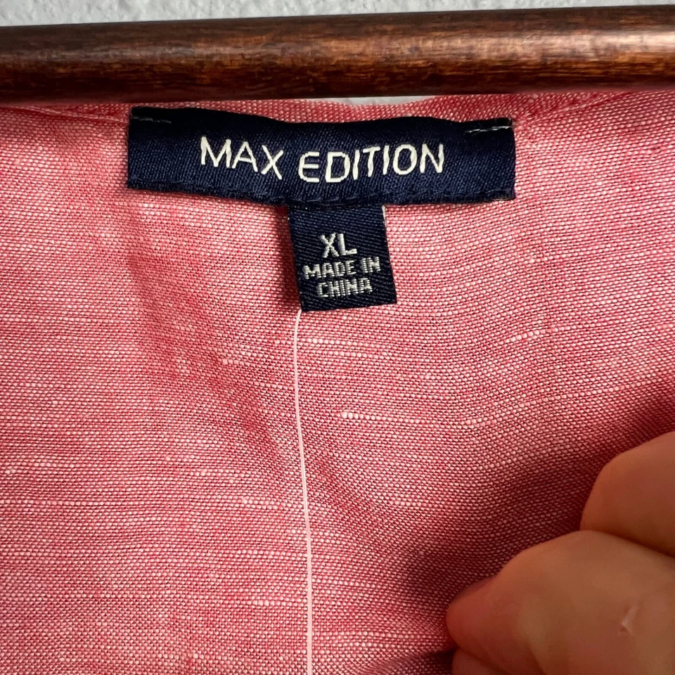 Camisa Max Edition Mezcla de Lino Lagenlook Minimalista Costera Abotonada Coral XL Foto 4 de 4