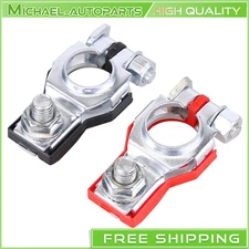2 CAR BATTERY TERMINAL CONNECTOR TOP POST POSITIVE NEGATIVE HEAVY DUTY UNIVERSAL