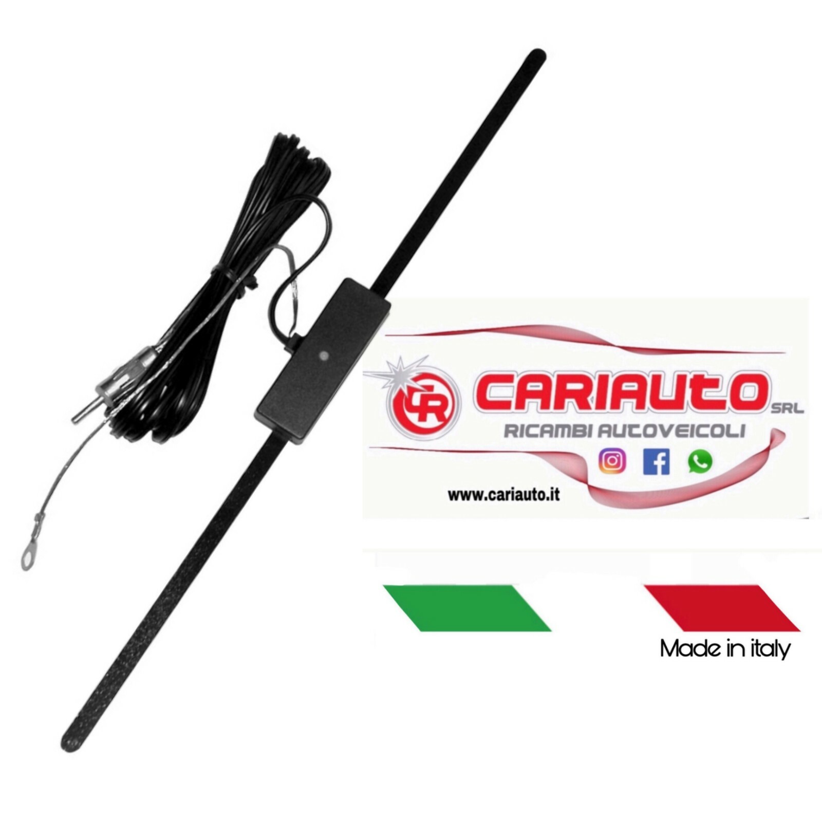 Antenna Parabrezza Adesiva Da Interno Autoradio Universale a baffo Amplificata