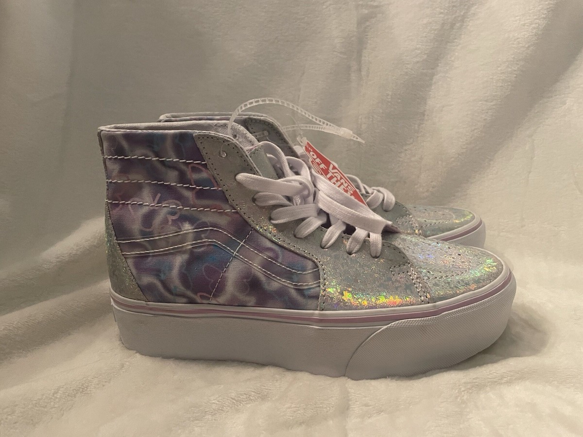 Vans Sk8 Hi Platform Butterfly Dreams Purple Metallic Silver Shoes