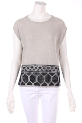 DRYKORN Knit Top Linen Geometric Pattern S greige