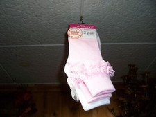 WONDER NATION GIRLS PAGEANT DRESS SOCKS SIZE LG 6-10.5 PINK WHITE 3 PAIRS TUTU