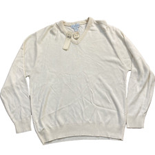 NWT NOS Vintage IZOD Sweater Adult Large White Knit Vneck Pullover USA MADE
