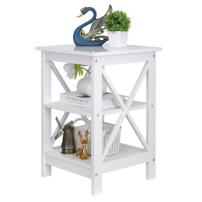 3-Tier 24'' End Table X-Design Side Table with Storage Shelf Indoor Home