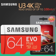 Scheda microSD SDXC UHS-I 64GB Samsung Evo Plus 100MB/s classe 10 HD con adattatore