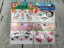 Sticker 4pcs Face Stickers for Kids Pirate Tiger Butterfly Kitten