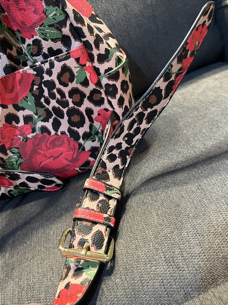 BETSEY JOHNSON SMALL BACKPACK PURSE BAG LEOPARD WITH ROSES AND SIGNATURE BOW BETSEY JOHNSON SMALL BACKPACK PURSE BAG LEOPARD WITH ROSES  main image 2