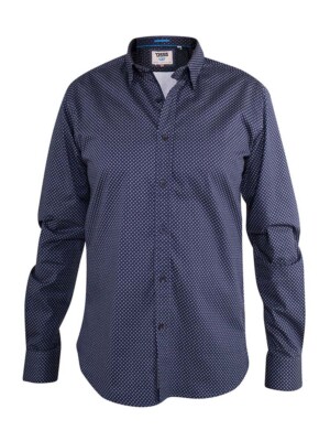 D555 Duke Herren Hemd Navy Bedruckt Langarm Button Down S M L XL XXL 110804-R