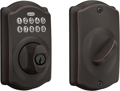 Schlage BE365 CAM 716 Camelot Aged Bronze Keypad Deadbolt