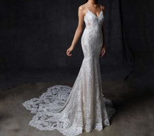 Sexy Spaghetti Strap Mermaid Wedding Dresses Court Trailing Beach Bridal Gowns