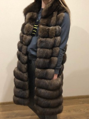 Russian sable fur coat jacket long vest 