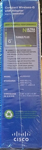 CISCO Linksys Compact Wireless G USB; New In Box Still Shrink Wrapped WUSB54GC - Picture 5 of 6