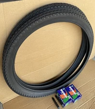 26" x 2.125 Beach Cruiser ALL BLACK Tires and Tubes SET Diamond Thread DURO