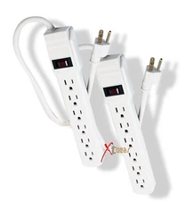 Lot (2) 6 Grounded Outlet Power Strip Surge Protector 1.6 ft 14/3 AWG UL LISTED