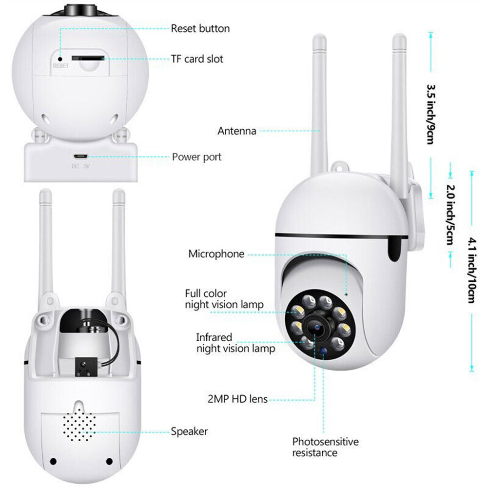6Pcs 5G Camara De Seguridad WIFI Inalambrica Para Casa Exterior 1080P Con Audio