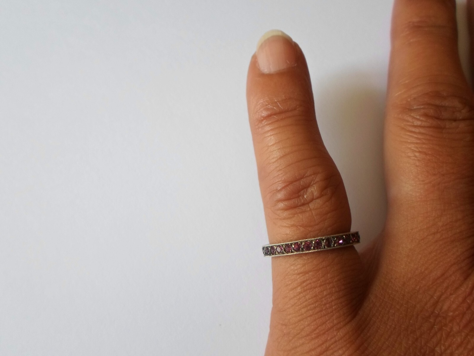 solid silver ring, ring, purple stones full tower… - image 3