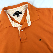 Mens Tommy Hilfiger Short Sleeve Polo Shirt Sz XL Orange Cotton