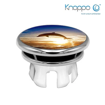 KNOPPO® Waschbecken Überlaufblende / Abdeckung - Mirror Delphin Motiv (chrom)