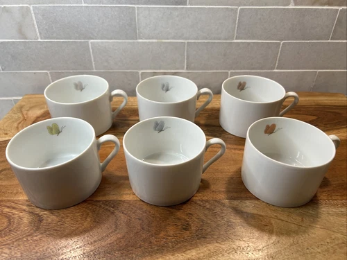 Fitz & Floyd Pastel Poppy Cups Set Of 6 Butterflies 8oz