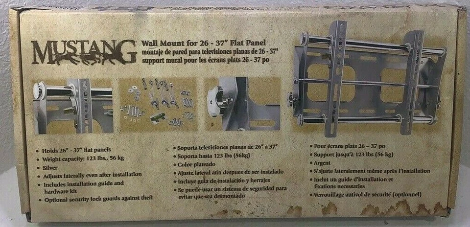 MUSTANG TILT PANEL MOUNT FOR 26"-37" TV, SILVER MV-TILT2 - Image 2 of 4