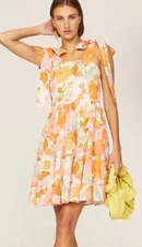 Mille Anthropologie Kiara Dress Harmony Floral Watercolor Tie Sun Resort  XS S