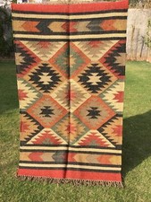 Kilim Rug Teraditional Kilim Vintage Rug Natural Handwoven Wool Jute Rug Carpet