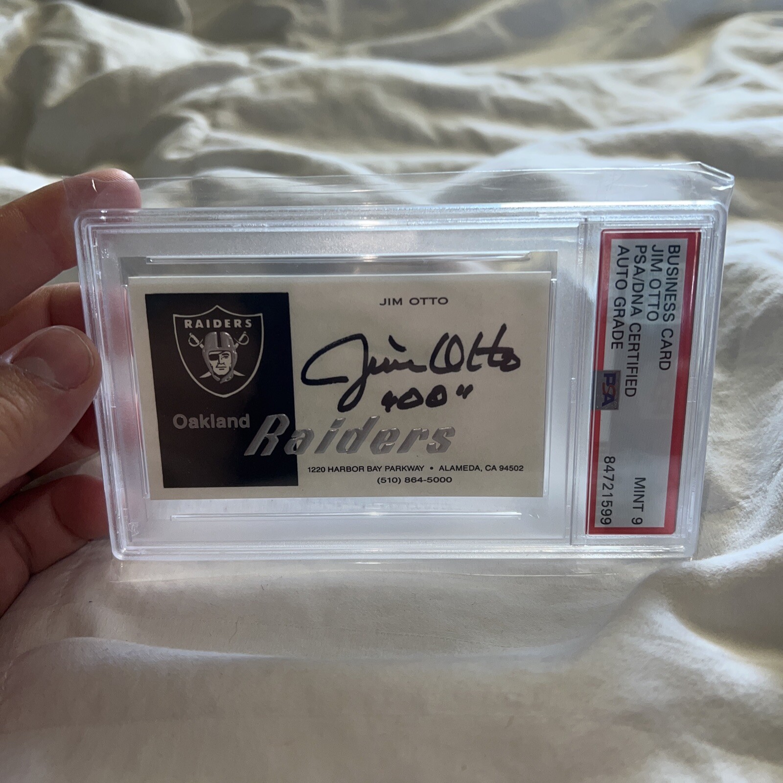 Jim Otto Autographed Signed Oakland Raiders Business Card Auto MINT 9 00 