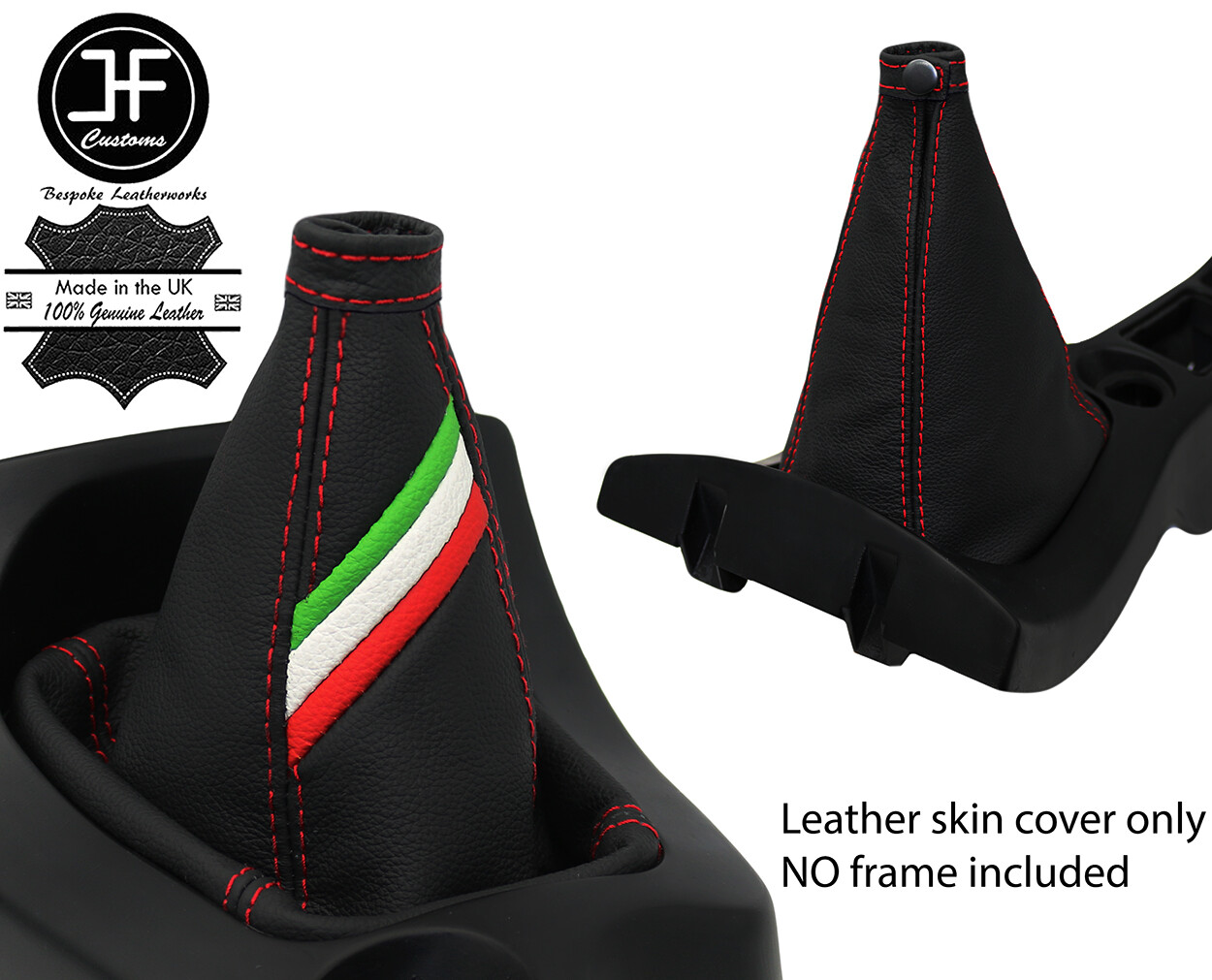 Alfa Romeo GTV Spider Phase 1 Red Stitch Italian Flag Leather Gear Gaiter