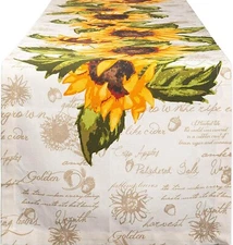 1 Fabric Outdoor Printed Table Runner (14"x108") RUSTIC SUNFLOWERS, DII