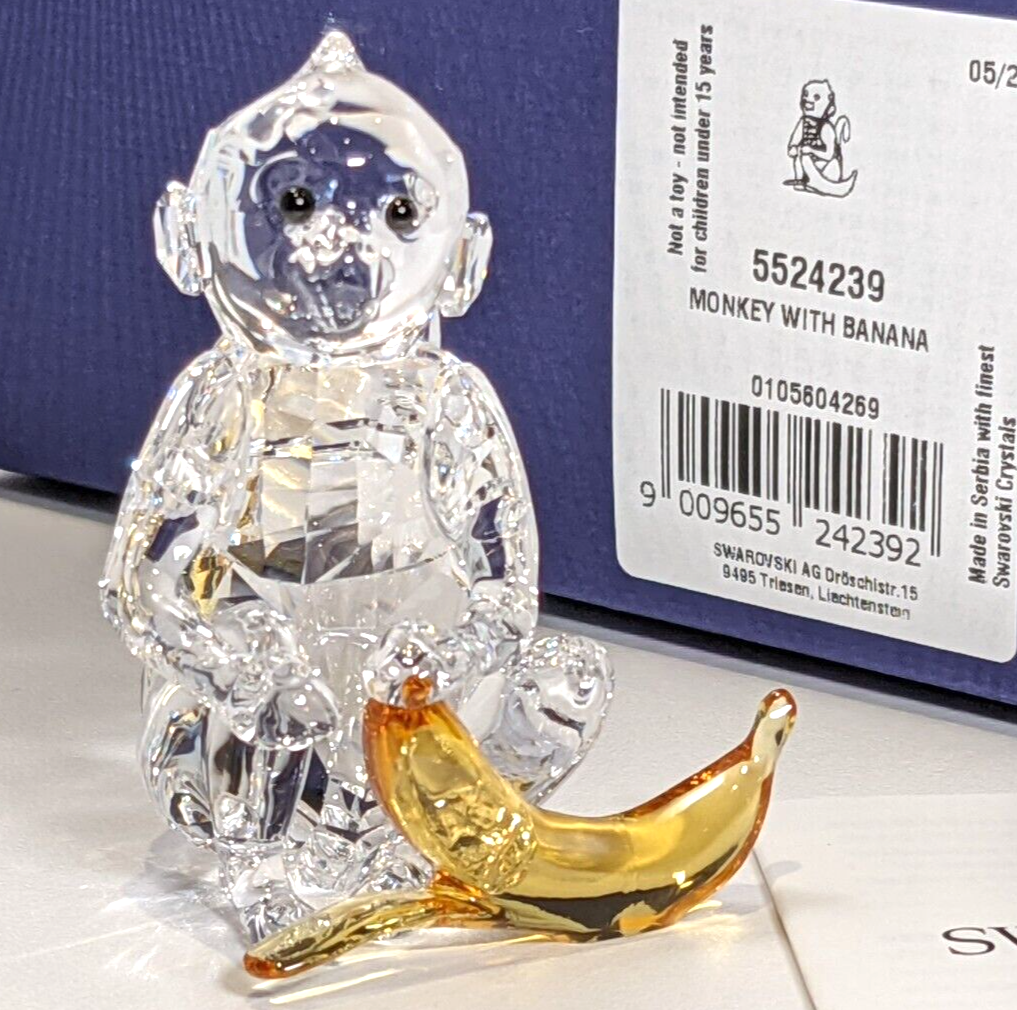 Swarovski MONKEY with BANANA Color Crystal Figurine 5524239