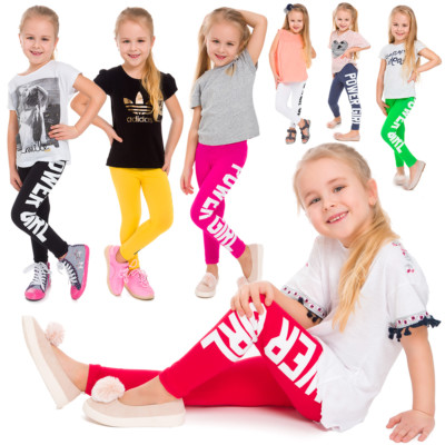 Kinder Leggings volle Länge Power Girl Druck Baumwolle Kinder Hose alle Altersgruppen CHPWG