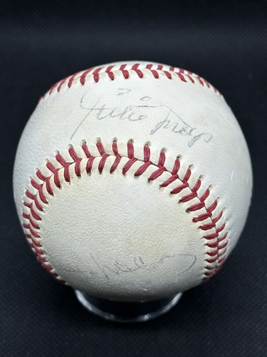 Willie Mays Willie McCovey Vintage Playing Era Signed Baseball ONL Feeney Giants