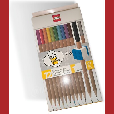 LEGO  Buntstifte in 12 verschiedenen Farben mit Topper blau 12er-Pack Stifte Set