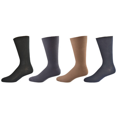 Men Cotton Crew Mid Calf Socks, Diabetic True Rib Combed Socks, Gift for Dad