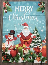 Merry Christmas Banner 28x40 2- Sided Deck Outdoor Winter Santa Snowman Colorful