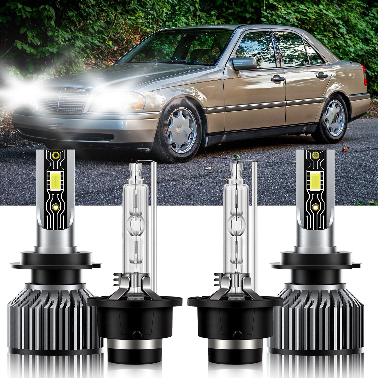 For Mercedes-Benz C280 2006-2007 H7+D2S LED HID Headlight High Low Beam Bulbs