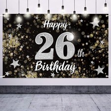 Happy 26th Birthday Decorations26th Black  Silver Dream Star Large Birthday ...