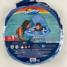 SwimWays baby spring float sun canopy 9-24 months blue infant toddler pool
