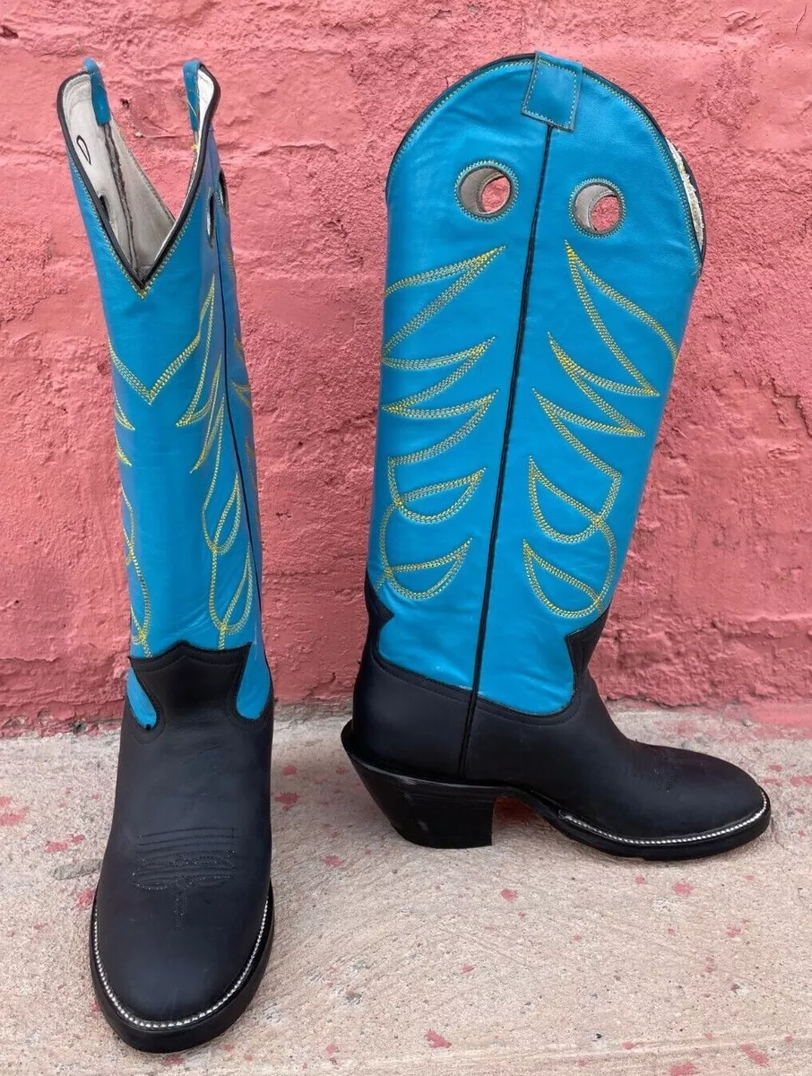 Jose Sanchez Boots 12D Men s Buckaroo Black Mulehide Working Cowboy Boots