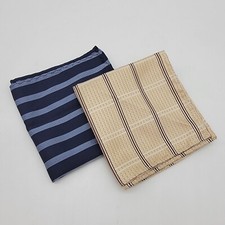 Vintage Pair Of Men's Pocket Squares Handkerchief Polyester 9 In Square