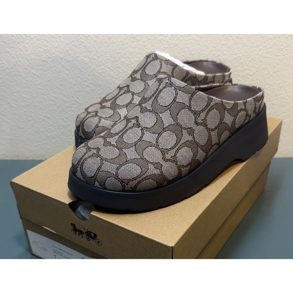 Coach Link Signature Mule Oak Maple Monogram Platform Clog CBN24