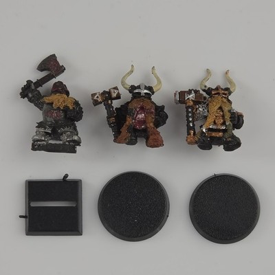 Vtg Warhammer Chaos Dwarf Ironbreaker Metal Painted Lot Of 3 90s Figure W Bases