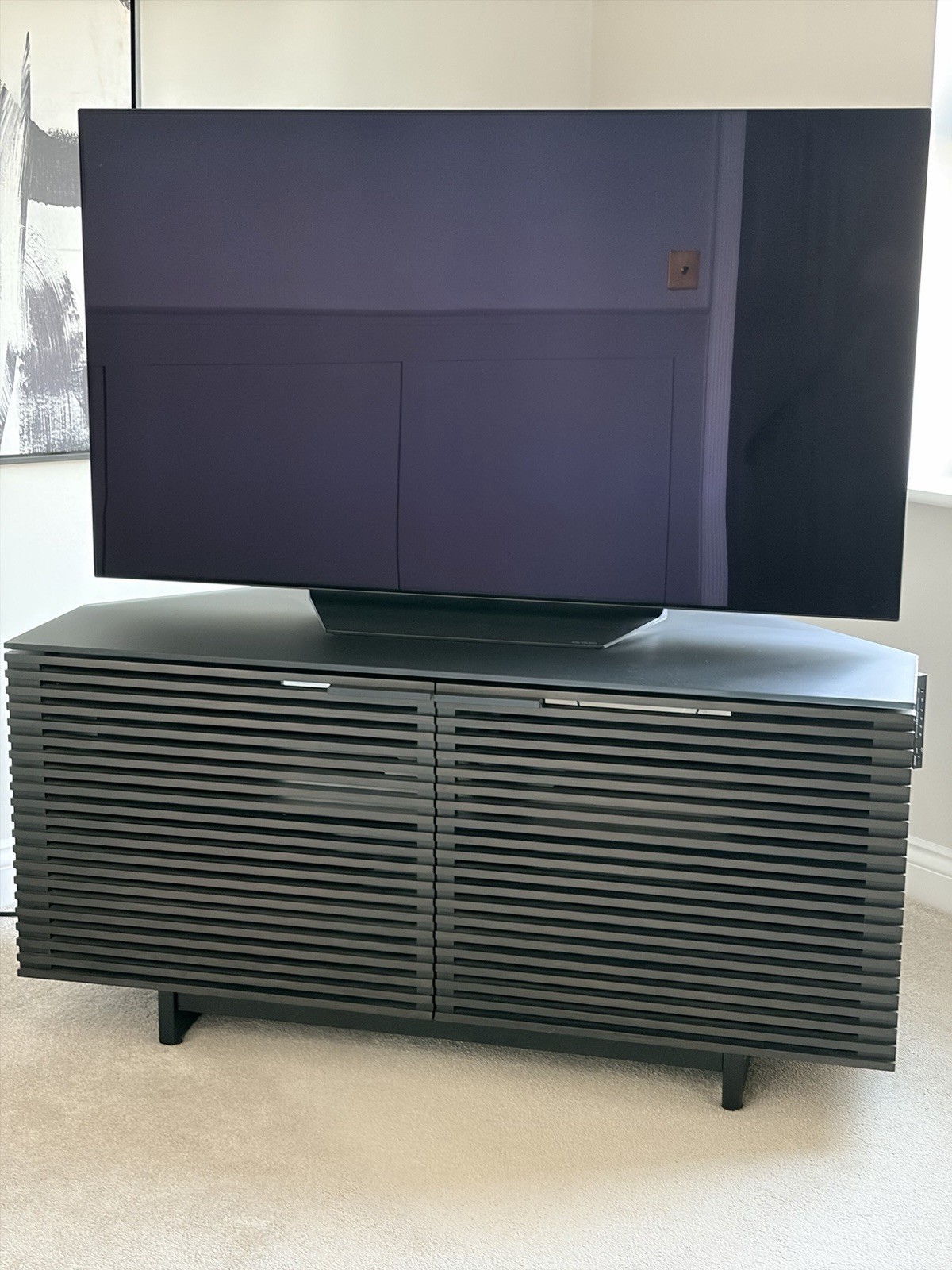 BDI Corridor 8175 Corner TV Cabinet Charcoal Stained Ash