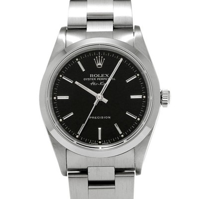 ROLEX Air King 14000 schwarz Gehäusegröße 34 x 34 mm gebrauchte Herrenuhr #52444