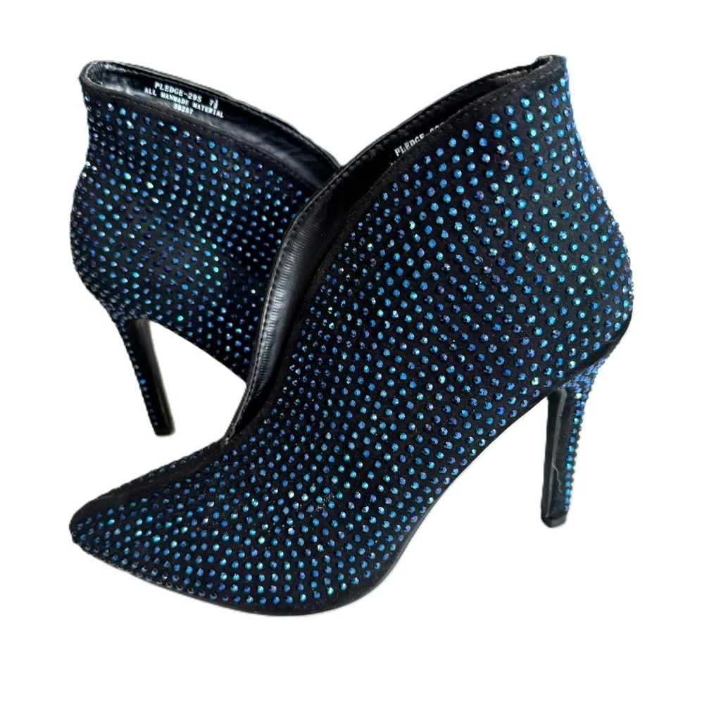 Bota de moda elegante adornada con tacón de aguja con estrás Anne Michelle PLEDGE 7,5