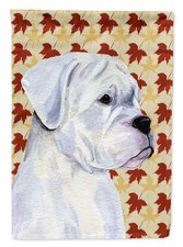 Caroline's Treasures Boxer White Fall Leaves Portrait Garden Flag SS4347GF